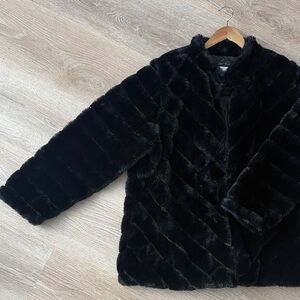 Elegant Black Faux Fur Coat